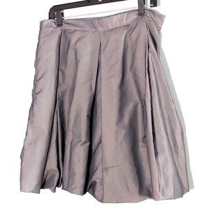 Satin Midi Skirt Womens SMALL Balloon Hem Bottom Grey Silver